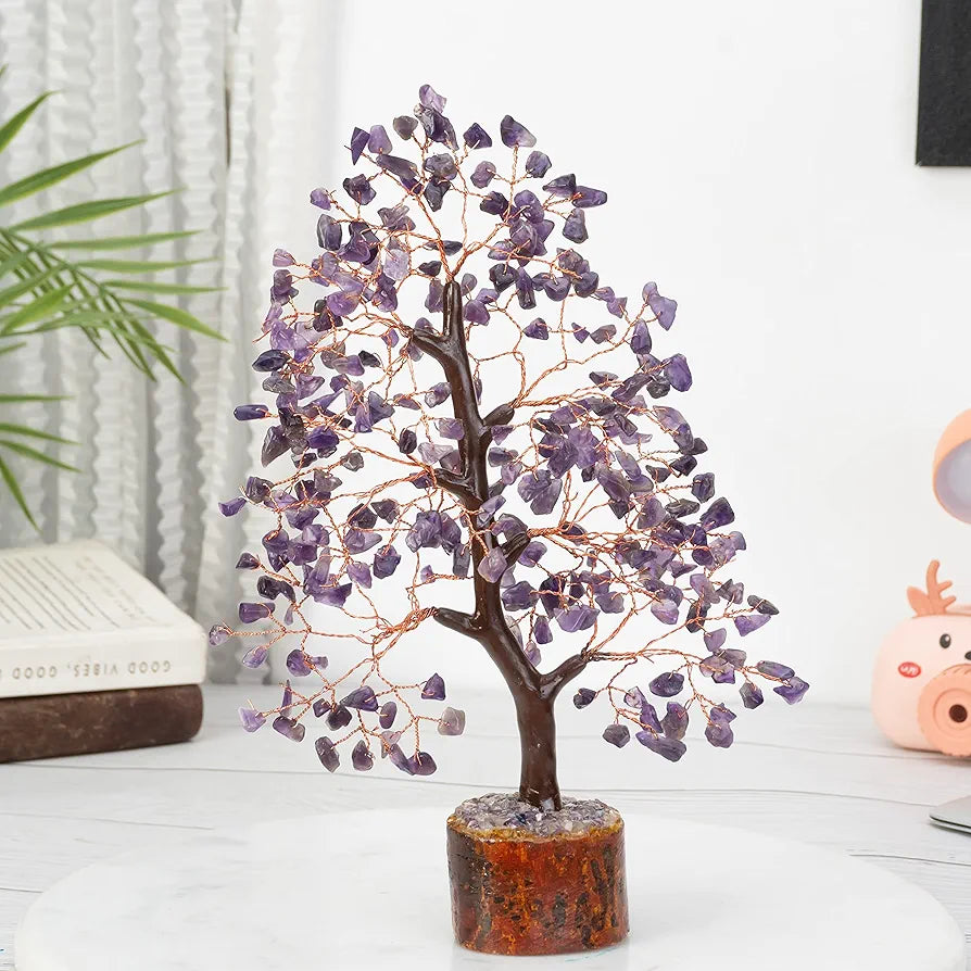 BEZAVO Amethyst Healing Crystal Tree | Artificial Home Decoration for Positive Energy & Spiritual Protection | Thoughtful Gift for Men & Women – Housewarming & Wedding Present 