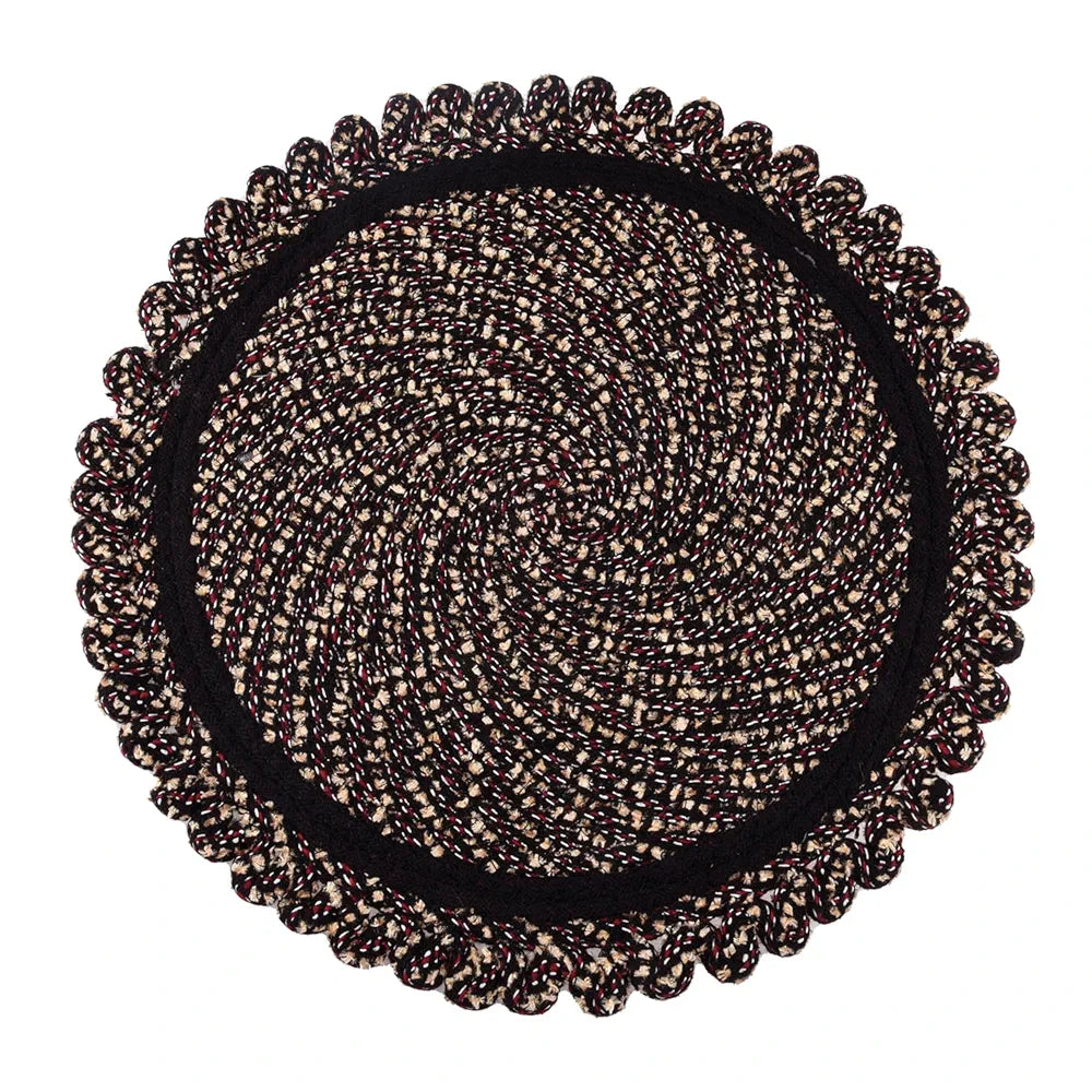 Kuber Industries Door Mat | Round Shape Feather Door Mat | Cotton Reversible Mat | Door Mat for Kitchen | Door Mat for Home | 20 Inch | Large | Brown