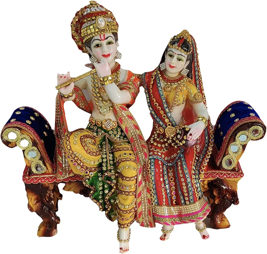 ALILA Radha Krishna Ji Idol Murti Figurine Pooja Room Gift Items for Mandir/Temple/Home/Office, 37 x 16 x 33 cm