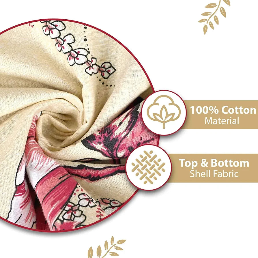 Divine Casa Floret 100% Cotton Double Dohar | 120 GSM | Soft & Lightweight Throw Blanket | Reversible Design | Cozy & Breathable Bedding | All-Season Comfort | 220 x 205 CM, Summer Fern