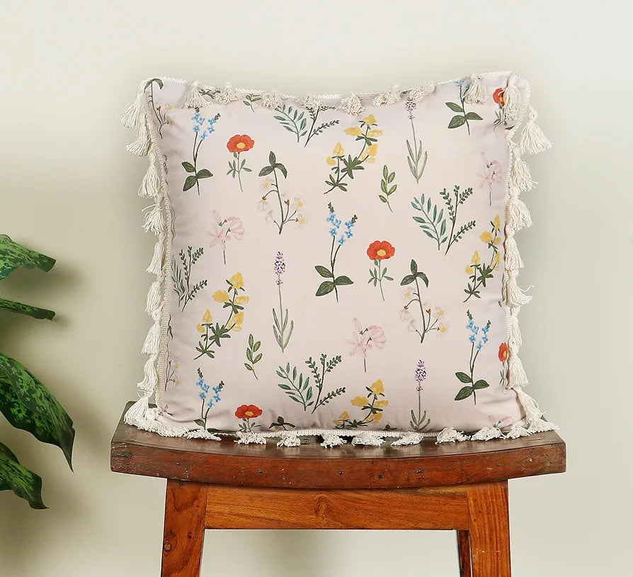 ishro home Premium Cushion Cover Set of 1 | Cushion Cover 16 inch x 16 inch – Soft European Standard Fabric, Frill Design, Machine Washable | 
