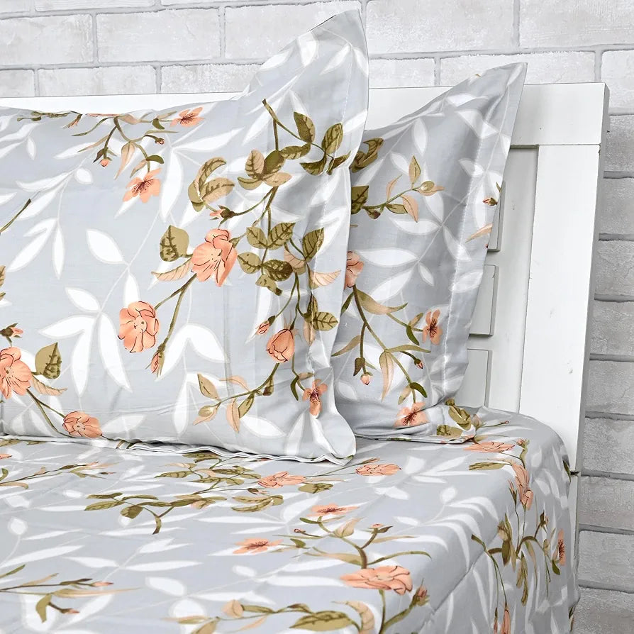 Divine Casa 200 TC 100% Cotton King Size Bedsheet | 270 x 270 cm | Premium Soft Fabric | Elegant Design for Modern Bedroom Decor | Includes 2 Pillow Covers