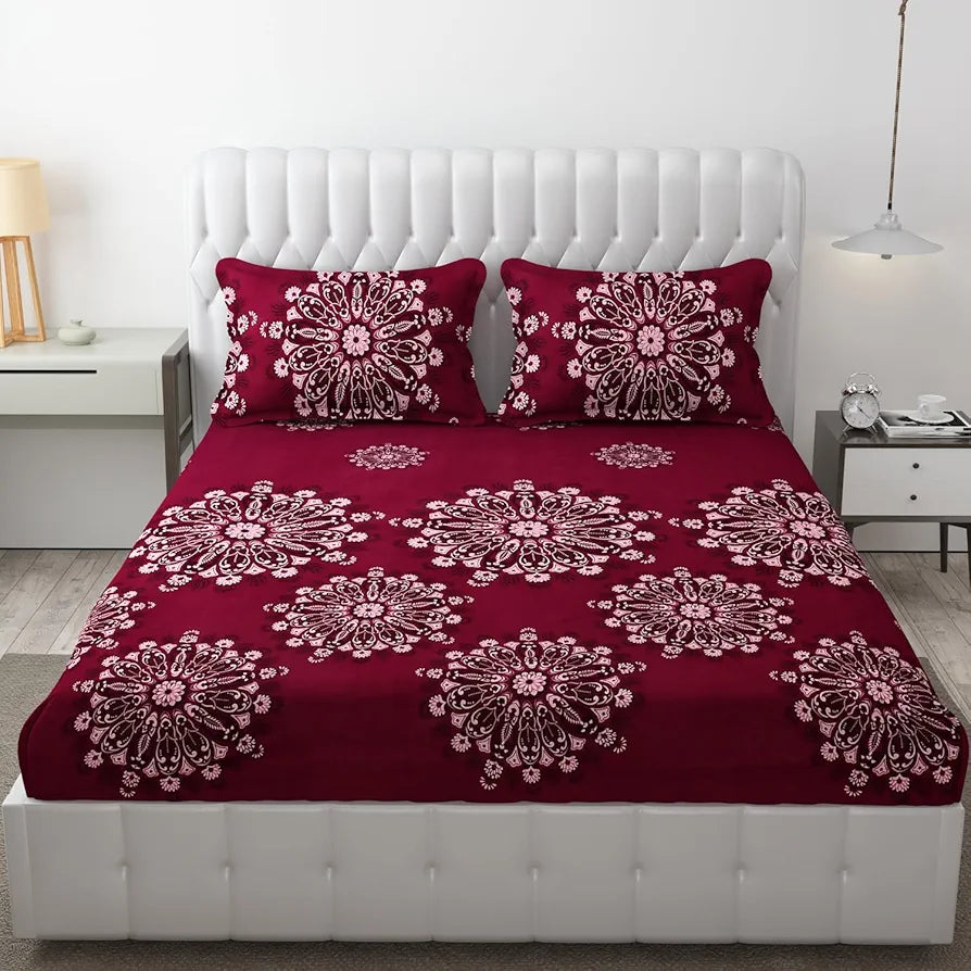 FRESH FROM LOOM Floral King Size Microfiber Bedsheet Set - Printed, Hypoallergenic, Wrinkle Free with 2 Pillow Covers , 144 TC