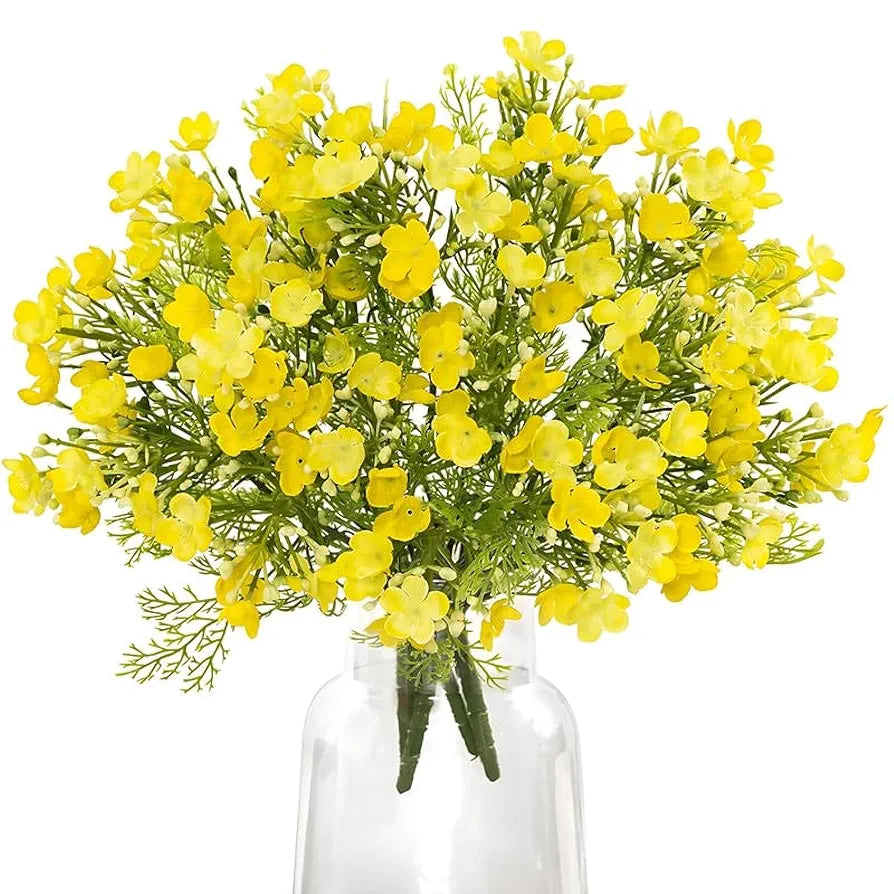 CURATED CART 2 Pcs Artificial Flowers Bunch for Home Decoration - Milan Baby Breath 35cm Artificial Faux Gypsophila Bouquets for Home, Wedding, Party, Wreath, Garden & Floral Decor, 