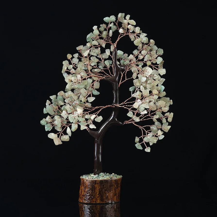 HindCraft Green Jade Crystal Tree Good Luck Showpiece for Home Decor Items Crystals Gemstones Bonsai Money Tree for Good Luck, Decoration Gift Item, Copper Wire, 10-12 inch