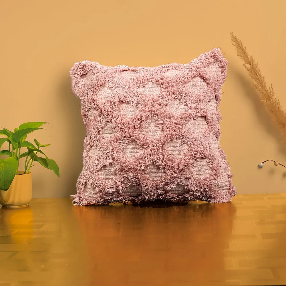 SAJAVAT HOME Cotton Cushion Cover 18x18 Inches  – Soft Decorative Cushion Cover for Sofa, Bed, or Chair – Pink, Pack of 1