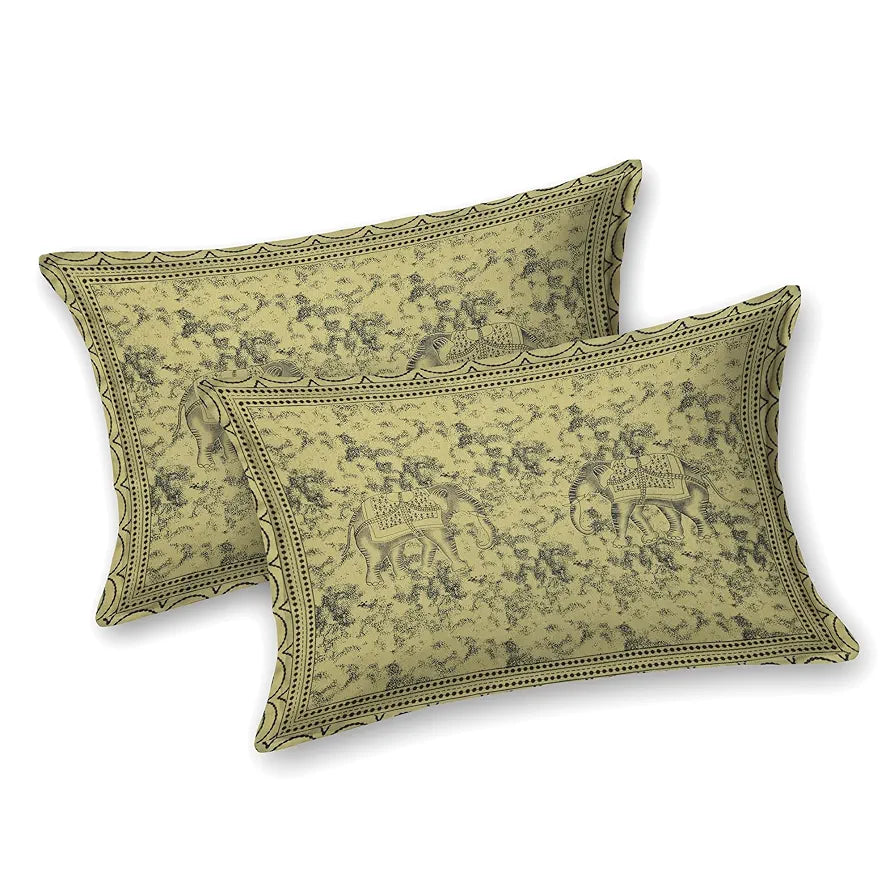 Kuber Industries Double Bedsheet with 2 Pillow Covers | 186 TC Premium Cotton Bedsheet for Double Bed | Bedsheet for Living Room-Home & Hotels | Embroidery Elephant | 100x108 Inch | Gray