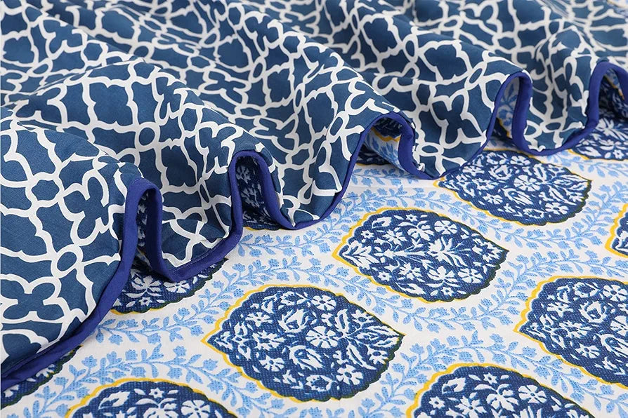 Cloth Fusion Reversible Dohar Single Bed, Soft Cotton Blend AC Blanket for Summer ,