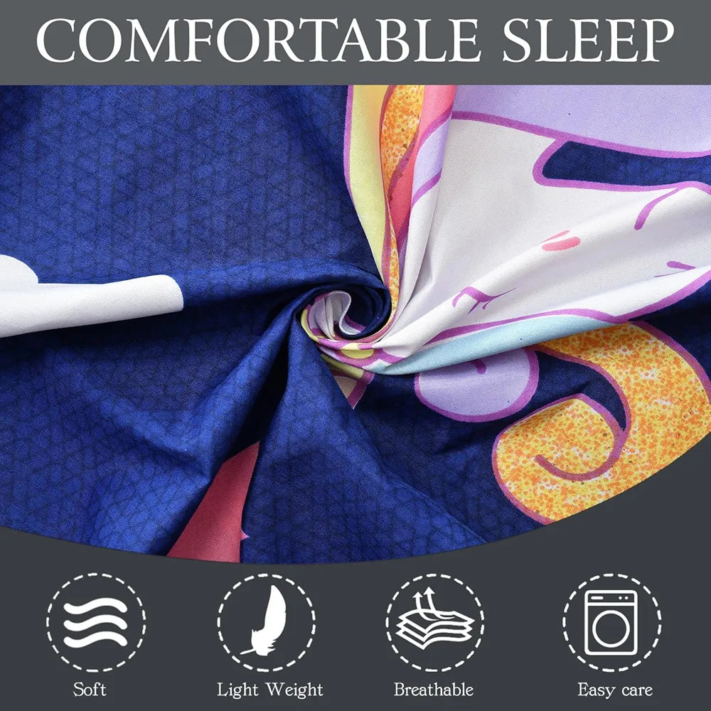 FRESH FROM LOOM 300 TC Glace Cotton Wrinkle Free Soft Elastic Fitted Bed Sheet|Cartoon Printed Bedsheets King Size For Kids With 2 Pillow Cover |Dinosaur/Blue)