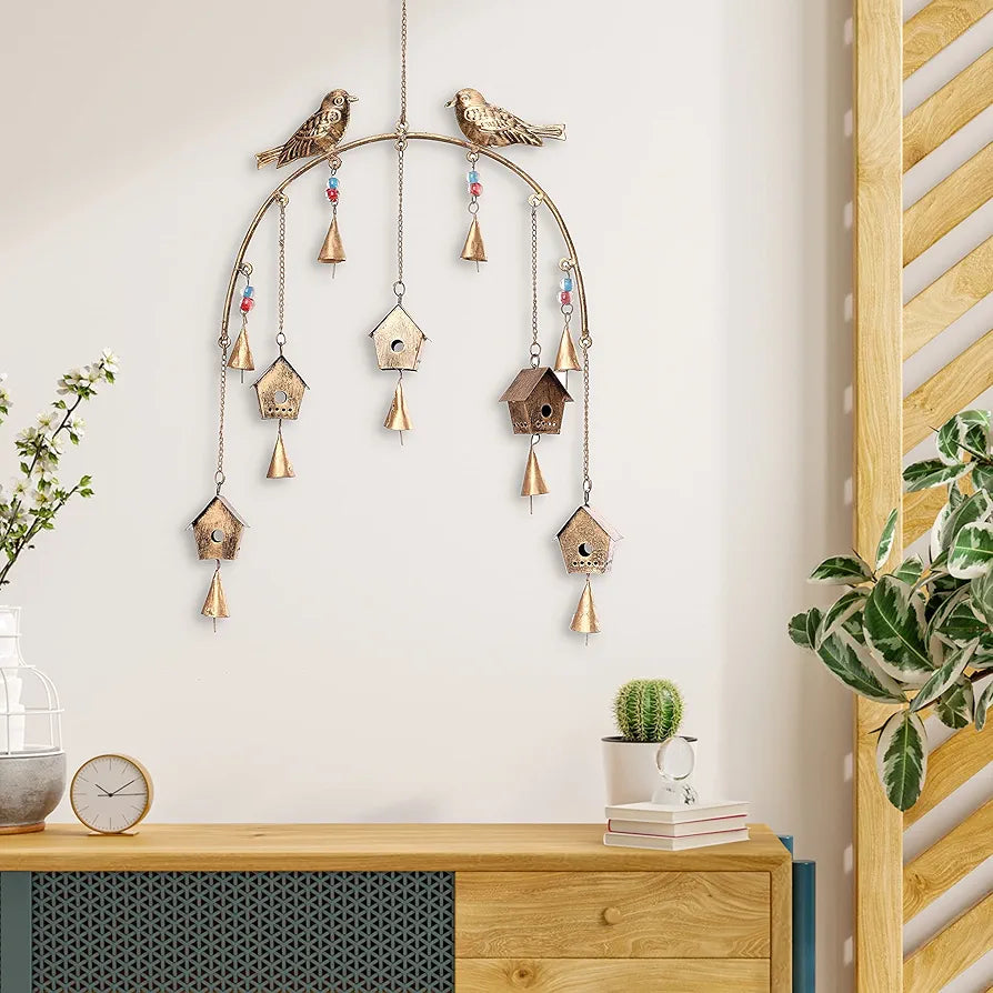 DULI Metal Windchime Wall Hanging, Feng Shui, Wall Art, Wall Decor, Positivevibes, Rustic Wall Hangings, Wall Art, Diwali Decor, Home Decor, Positive Vibes , Golden