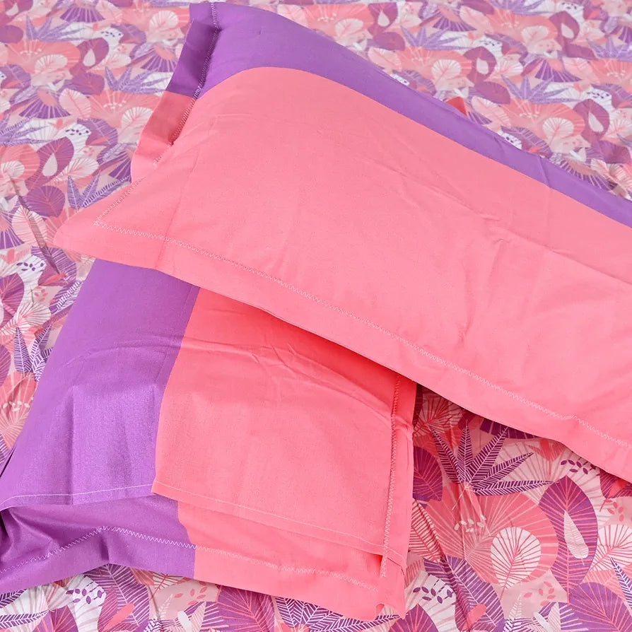 Divine Casa 144 TC Pure Cotton Double Bedsheet with 2 Pillow Covers | Smooth & Comfortable for Daily Use | All-Weather Coziness & Bedroom Style | Size 222 x 254 CM | Floral Paisley | Lavender Pink