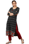 Janasya Women's Black Pure Cotton Straight Kurta