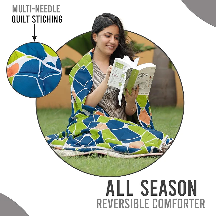 Divine Casa 120 GSM Microfiber Reversible Comforter Single Bed for Summer Blankets | TC - 120