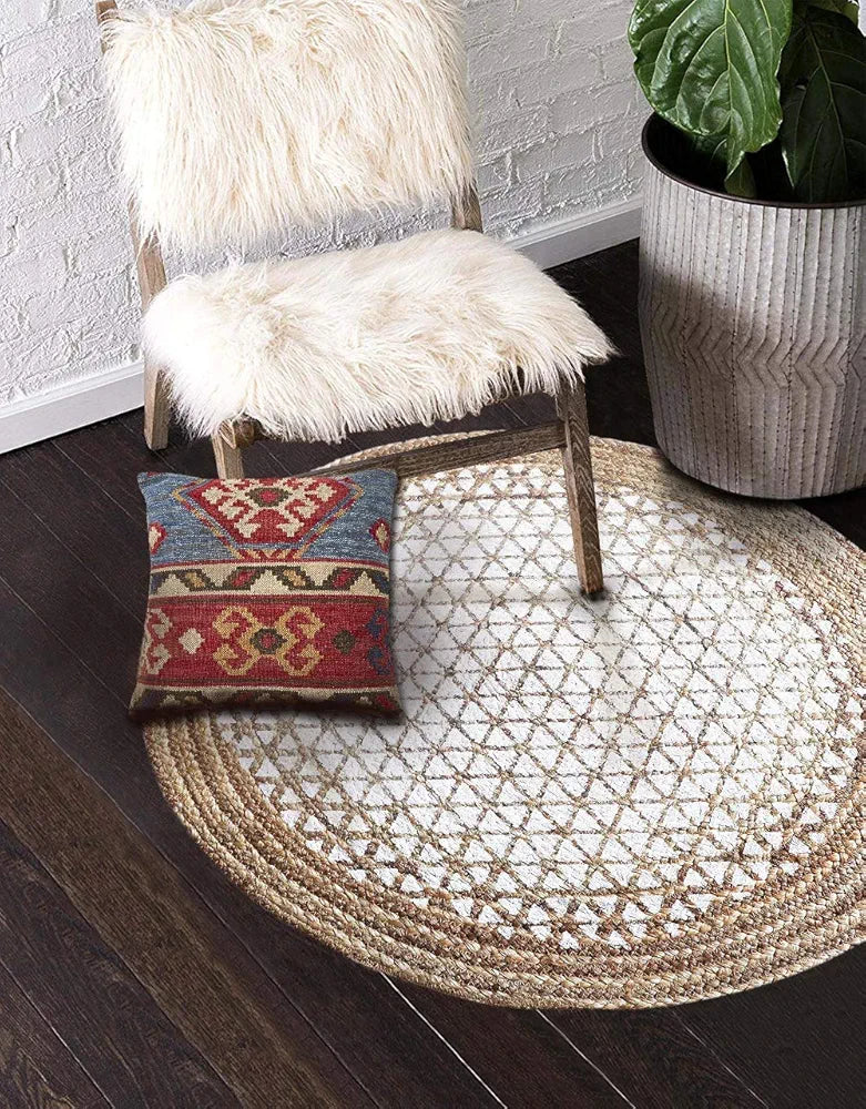 THE HOME TALK Natural Handcrafted Braided Round Jute Rug- 80CM|Traditional Carpet for Living Room,Kitchen,Entryway,Bedroom,Dining Room|Rustic Bohemian Decor| Anti-Skid Carpets for Centre Table