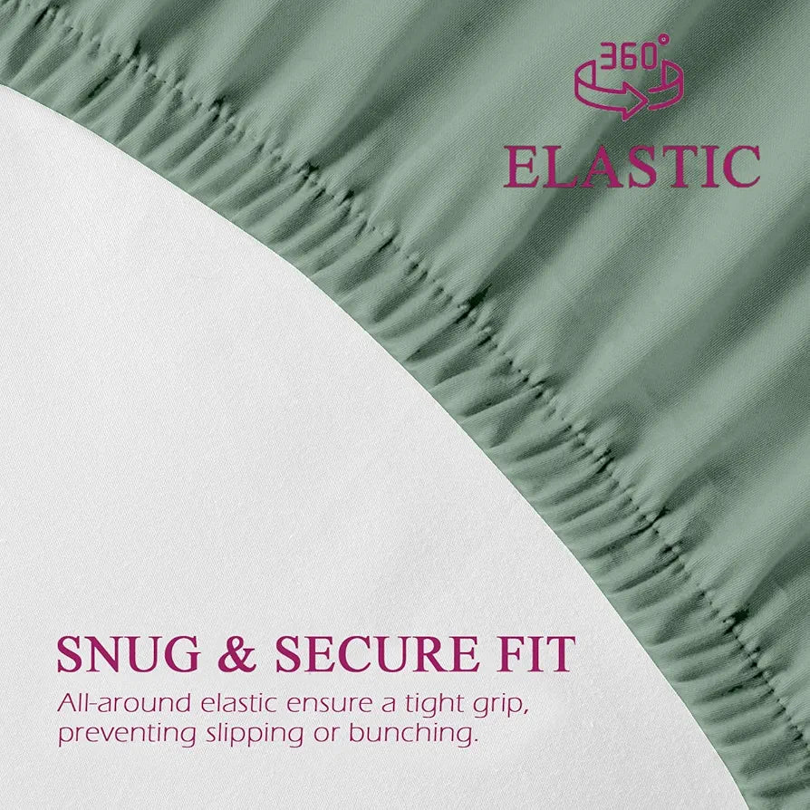 Trance Home Linen 300 TC Bamboo Fitted Queen Size Bedsheet | Soft, Breathable & Eco-Friendly Bedsheet with 2 Pillow Cover - 