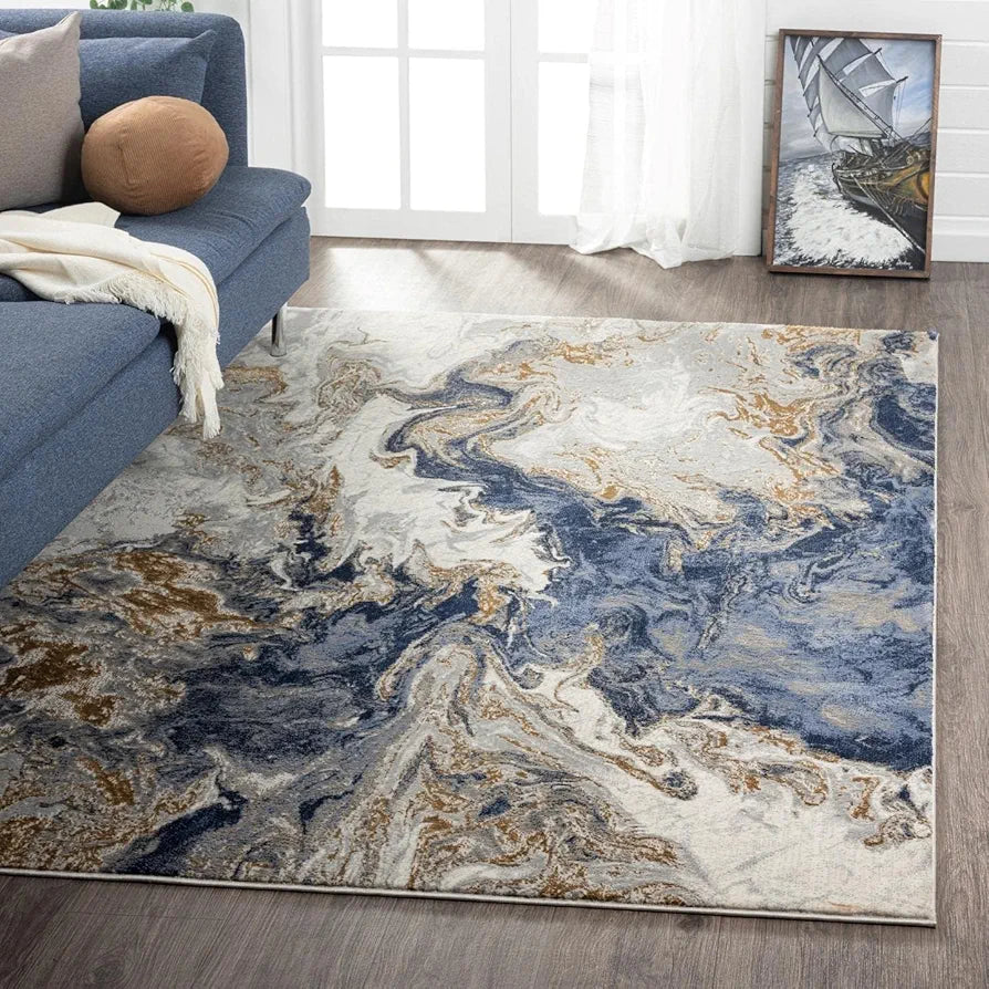 ishro home 5x7 Feet 3D Jet Multi Printed Carpet Rug Runner and Carpets for Bedroom/Living Area/Home with Anti Slip Backing 