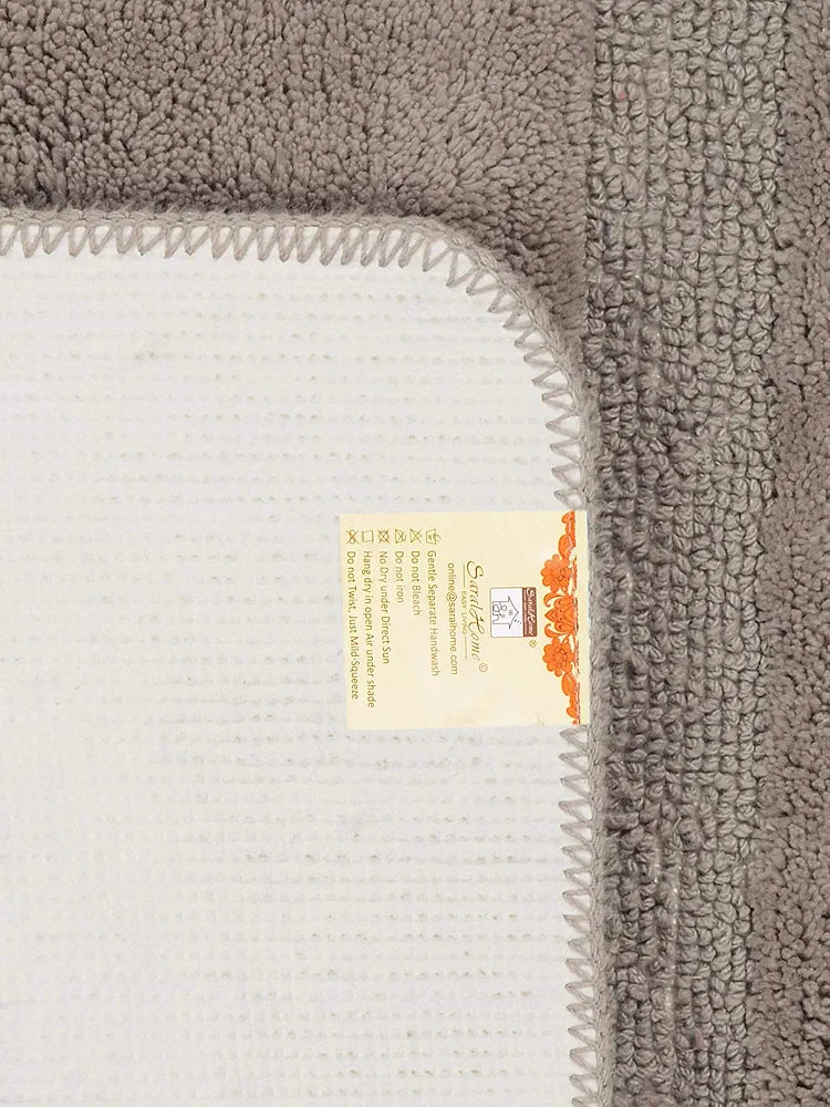 Saral Home Cotton Anti Slip Bathmat Set with Contour | Soft & Super Absorbent Mats for Shower | Washable, Non-Slip & Quick-Drying Mats for Home/Kitchen/Office | Pack of 2 