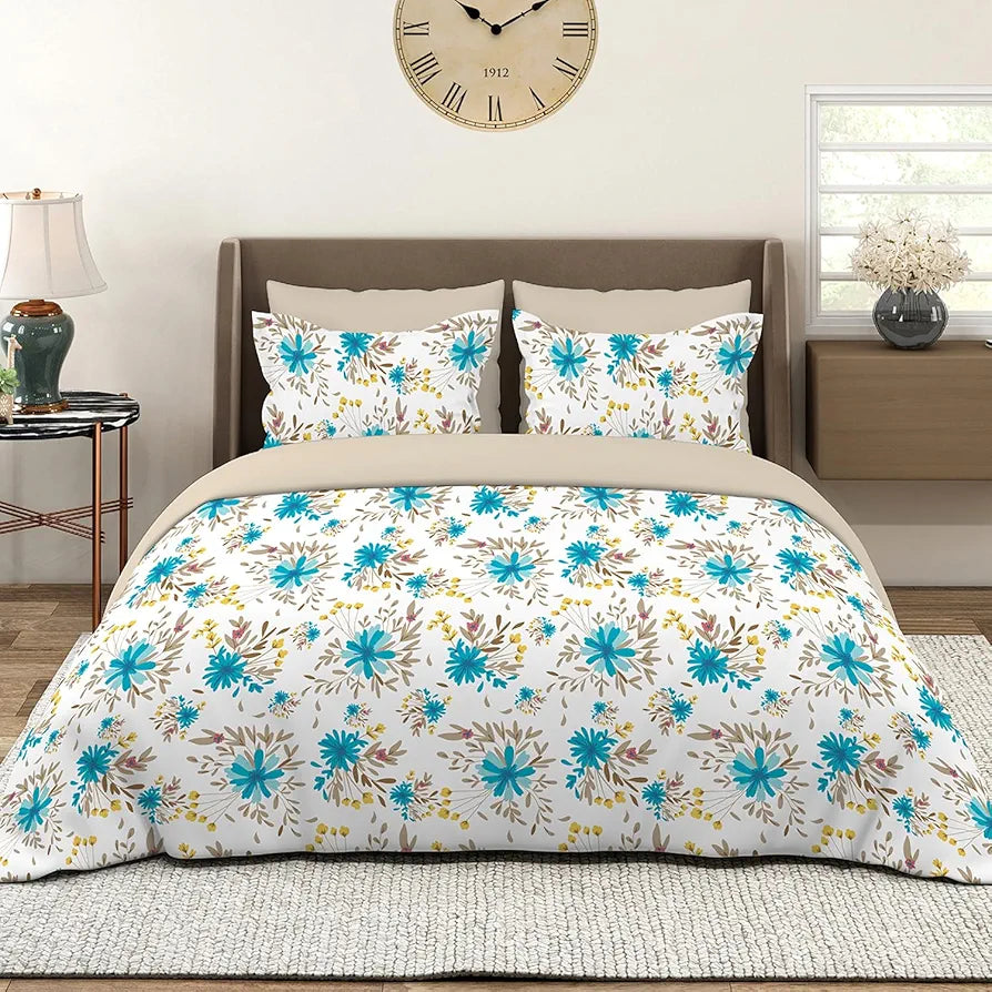 Layers Marigold 100% Cotton Bedsheet Set for All Seasons - Lightweight, Moisture Absorbent, Machine Washable & Easy to Care - Gift for Housewarming & More - 144 TC - King Size 