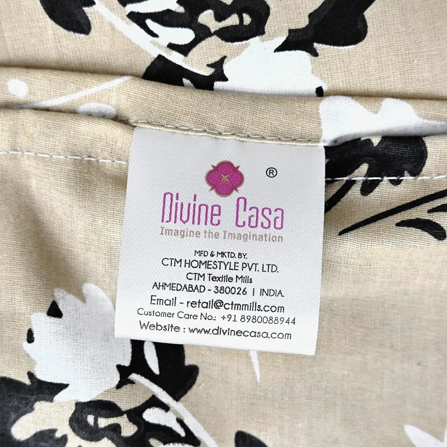 Divine Casa Bedsheet for Single Size Bed 144 TC Cotton Bedsheet for Single Size Bed with 1 Pillow Cover  Floral Beige Sunflower Cotton Bedsheet