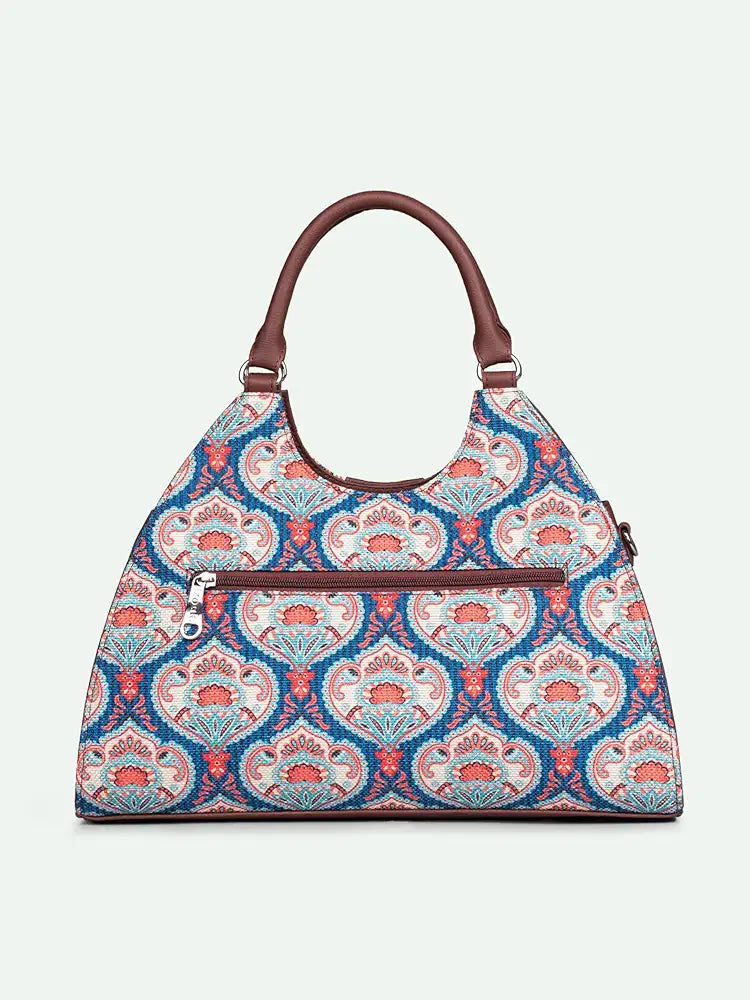 ZOUK Konkona Statement Satchel Bag | Jute | Vegan Leather Handcrafted With Detachable Sling Strap