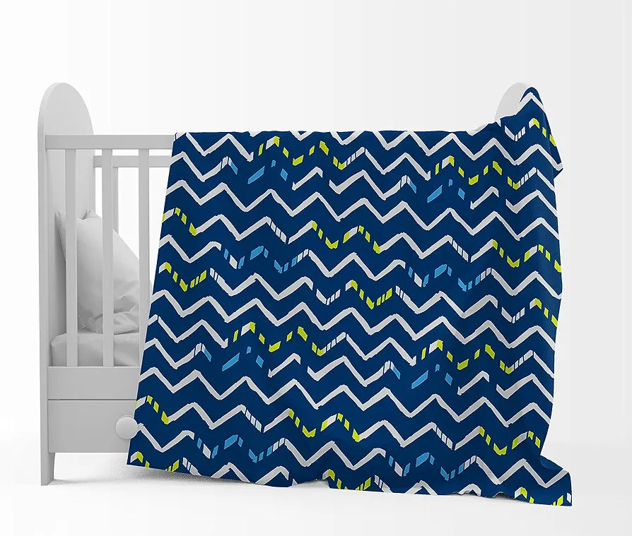Divine Casa 120 GSM Microfiber Single Kids Dohar  | Soft & Lightweight Throw Blanket | Cozy & Breathable | All-Season Comfort | 140 x 100 CM | Zig-Zag Pattern | Blueprint