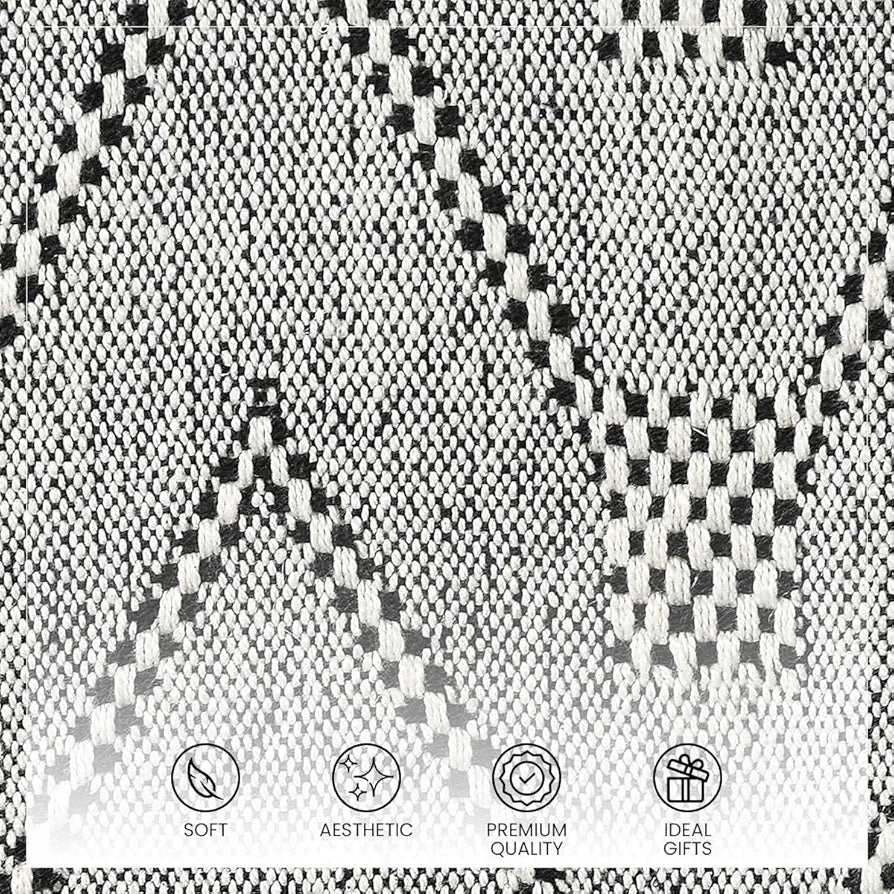 SASHAA WORLD Zig Zag Super Soft & Breathable Cotton Throw Blanket | Throw Blanket for Living Room, Bed, Sofa & Chiar | Grey/Black Throw Blanket | 80 x 60 inch