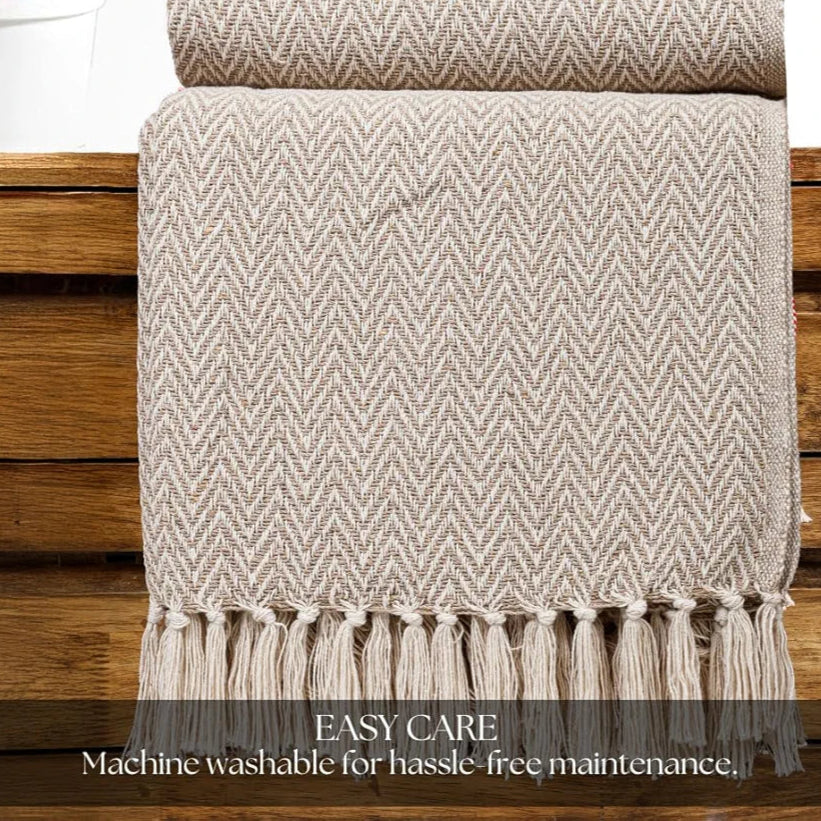 HOMADORN All Season Cotton Weaved Throw Blanket for Bed/Sofa 50x70 INCHES 