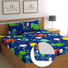 Dreamlet 180tc Cotton Feel All Around Elastic Fitted Bedsheets King Size for Double Bed With 2 Pillow Covers | Blue