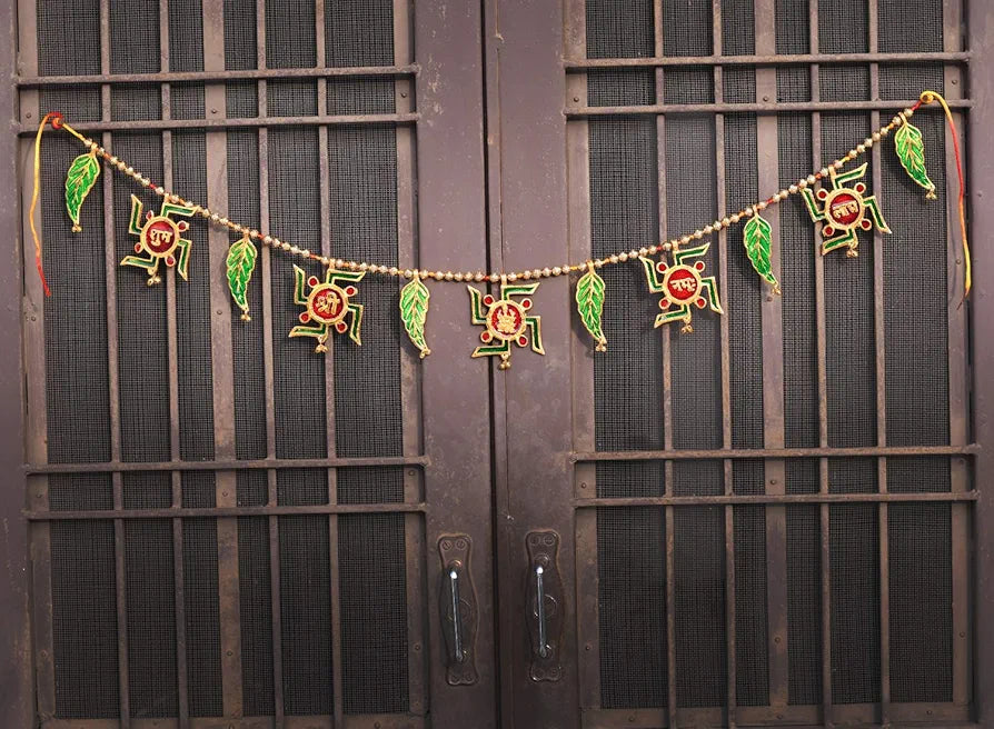 Collectible India Swastik Shubh Labh Metal Toran for Diwali/Toran for Door/toran for Pooja Room Mandir/Main Door Room/Diwali Decoration Items for Home 