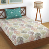 Homefab India 210 TC Cotton Single BedSheet with 1 Pillow Cover Floral Green
