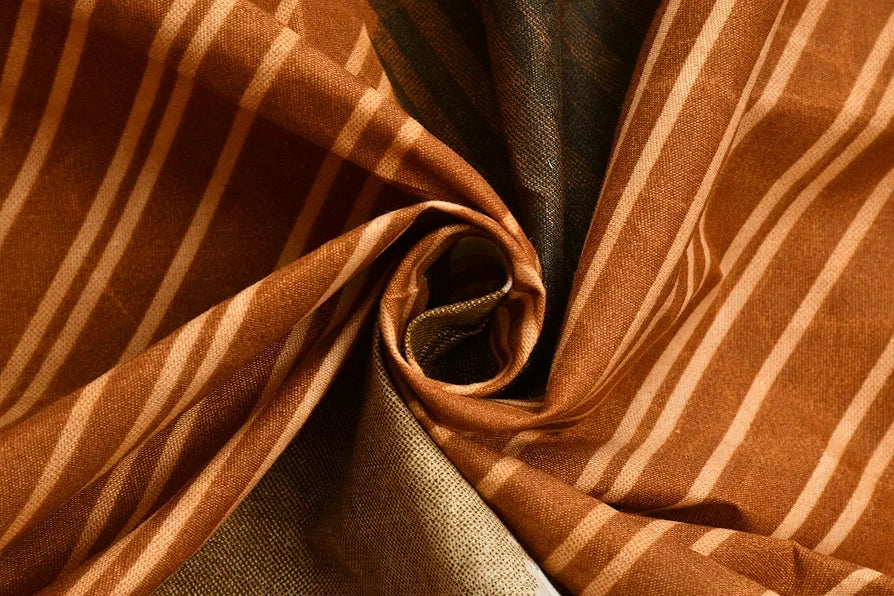 Homefab India 144 TC Microfiber Double Bedsheet with 2 Pillow Covers - Brown, Checks