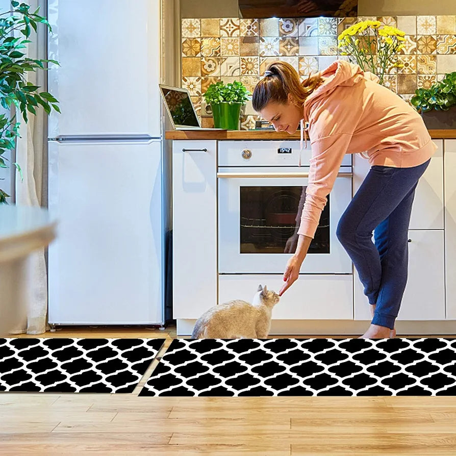 ishro home Kitchen mats for Floor Anti Slip Waterproof | Set of 2 Pcs| Non-Skid, Soft Absorbent Rugs for Kitchen, Laundry, and Hallway|137x45cm, 45x71cm| 4mm Thickness