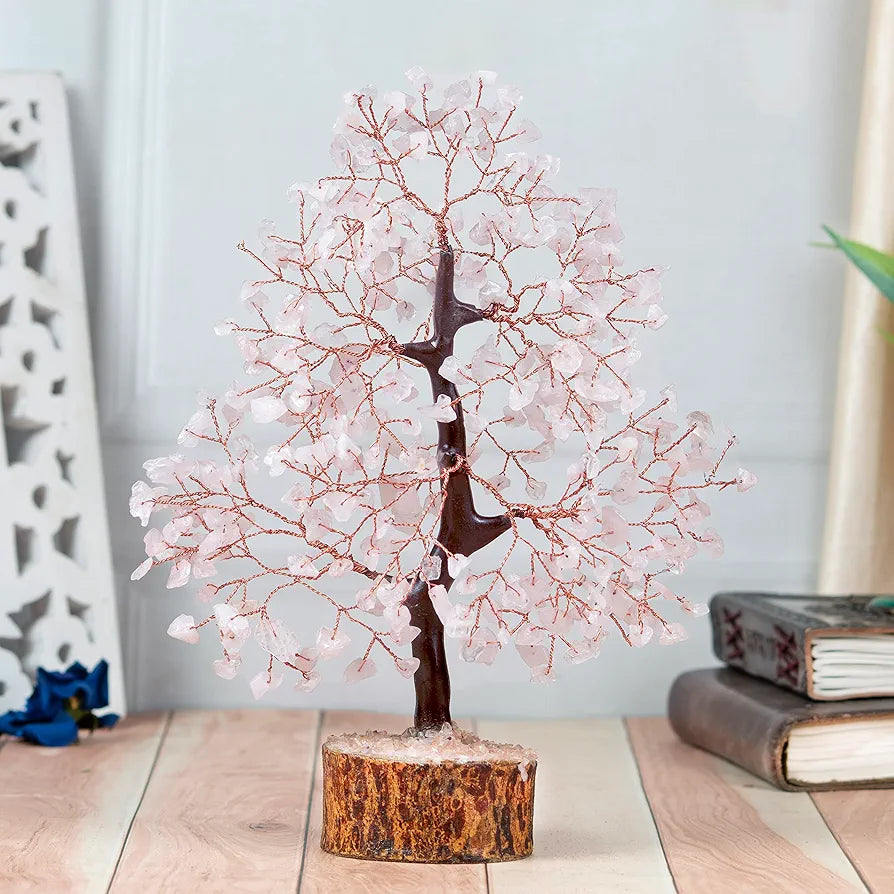 BEZAVO Rose Quartz Crystal Feng Shui Tree | Healing & Love Energy Tree for Home & Office | Unique Decor for Living Room & Hall | Ideal Gift for Men & Women – Housewarming, Wedding 