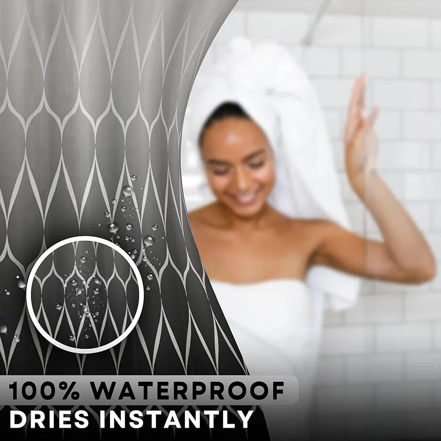 HOMETHREADS Embrace Luxury with Our 6-Feet Long Premium Polyester Shower Curtain with 12 Hooks for a Lavish Bathroom, Machine Washable 