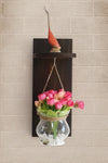 Decorative Wall Shelf with Flower Pot and Artificial Flowers