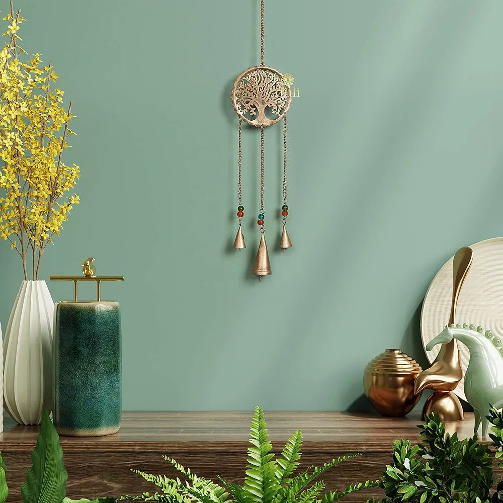 DULI Metal Windchime Wall Hanging, Feng Shui, Wall Art, Wall Decor, PositiveVibes, Rustic Wall Hangings, Wall Art, Diwali Decor, Home Decor Hanging Bells 