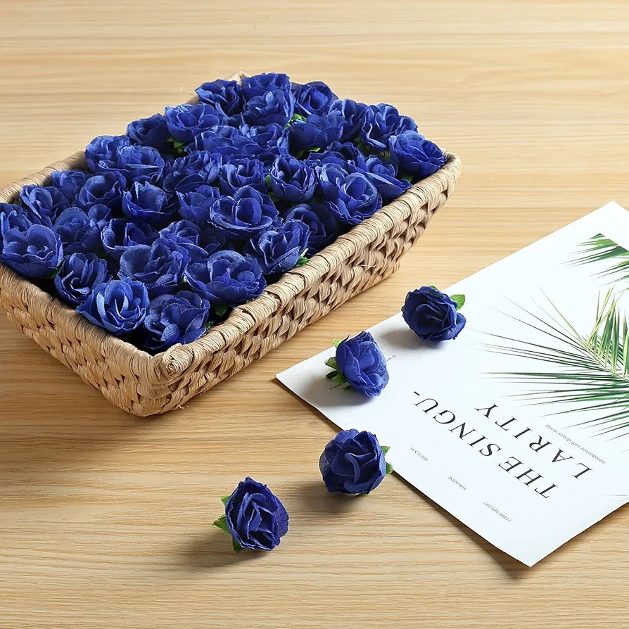 SITUMEIZI 100 Pcs Artificial Roses Fake Silk Flower Mini Rose Head 1.5