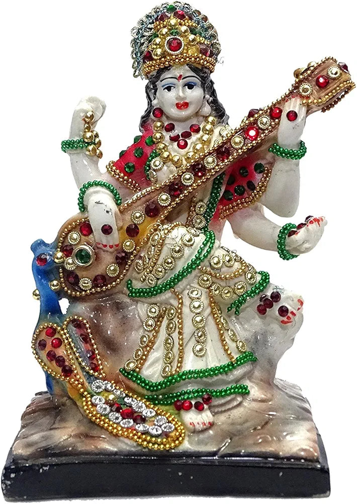 A2Z Polyresin Saraswati Idol, 17 x 10 cm, Multicolour