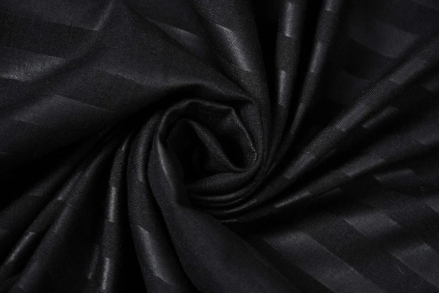 Homefab India 160 TC Stripe Glace Cotton Double BedSheet with 2 Pillow Covers -  - Black