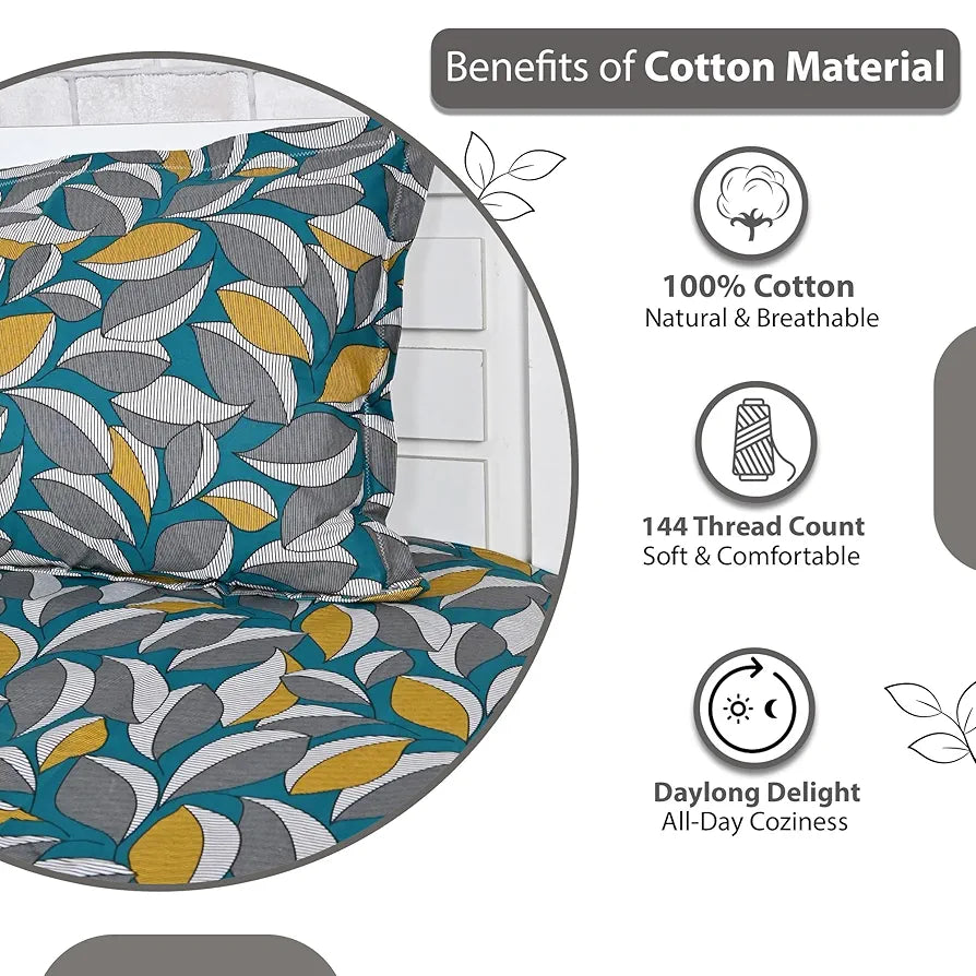 Divine Casa 144 TC 100% Cotton Bedsheet for Double Bed with 2 Pillow Cover 