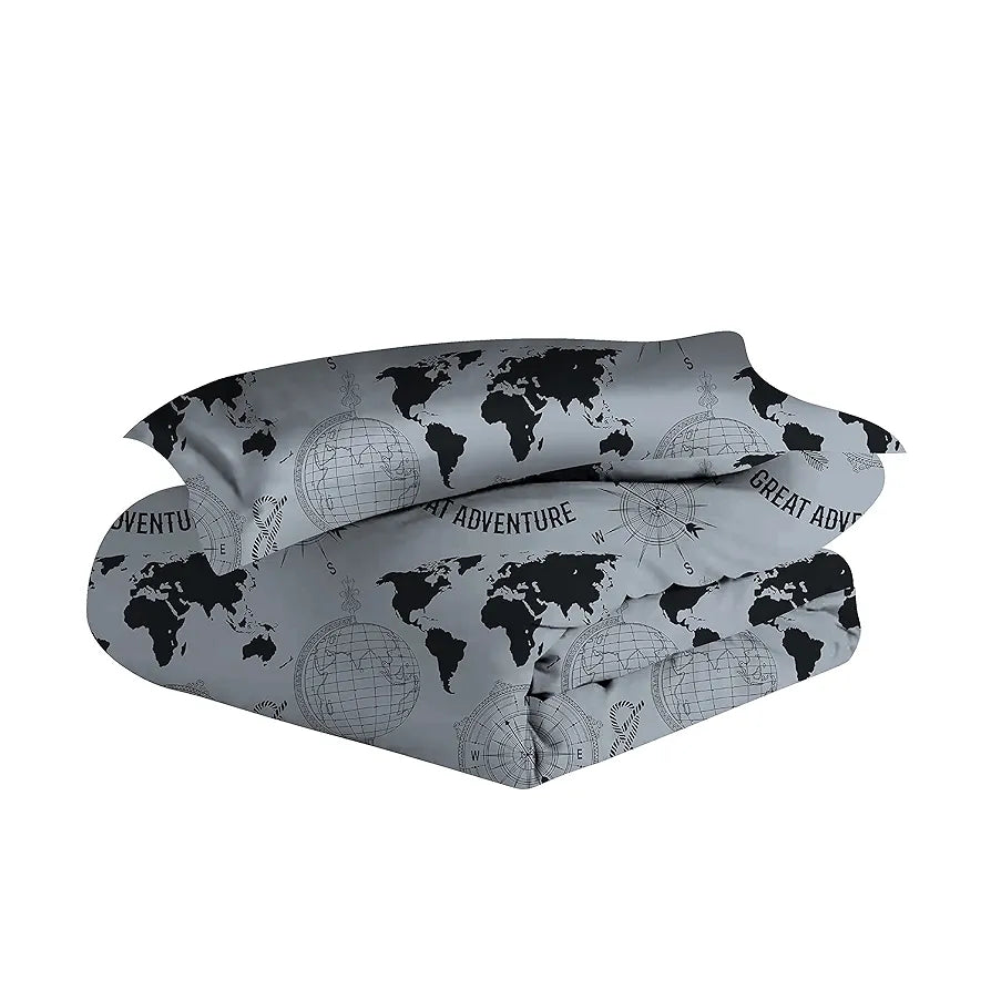 Divine Casa Microfiber Reversible Single Bed AC Duvet Cover with 1 Pillow Cover for Quilt/Comforter/Blanket - Grey & White