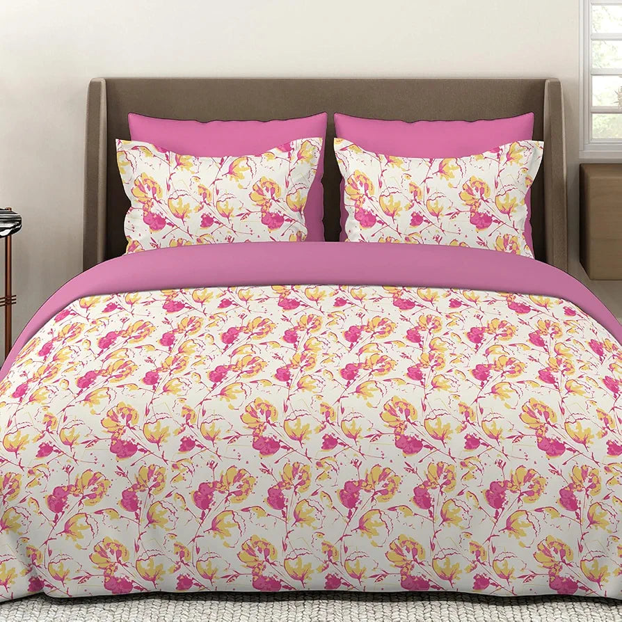 Layers Lumina Floret 100% Cotton Bedsheet Set for All Seasons - Lightweight, Moisture Absorbent, Machine Washable & Easy to Care - Gift for Housewarming & More - 144 TC - King Size 