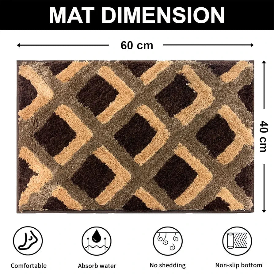 LUXE HOME INTERNATIONAL Ruffle Floor Rug Rabbit Fur 1000 GSM Living Room Foot Mats Anti Skid Water Absorbent Easy Machine Washable Rectangular Rug for Bedroom|Floor|3 X 5 Ft|Taupe|Pack of 1