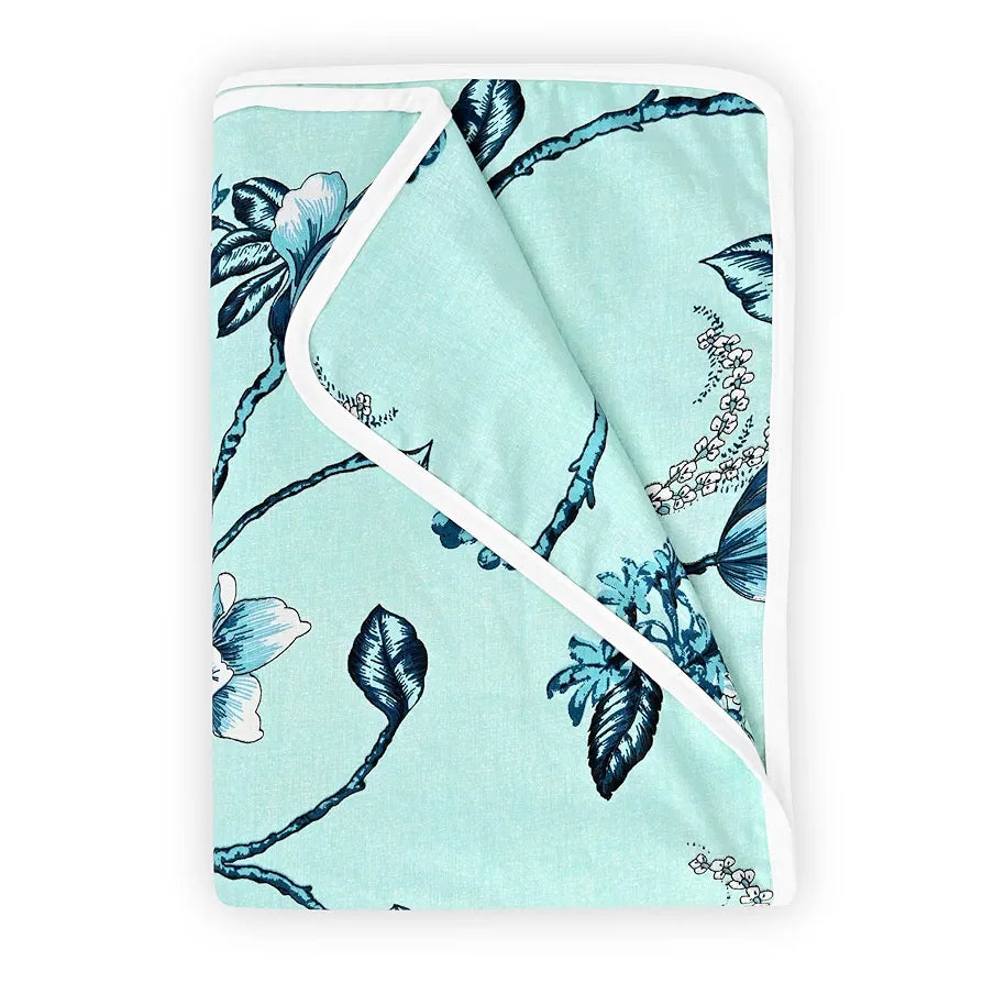 Divine Casa Floret 100% Cotton Single Kids Dohar | 120 GSM | Soft & Lightweight Throw Blanket | Cozy & Breathable Bedding | All-Season Comfort | 140 x 100 CM, Winter Fern