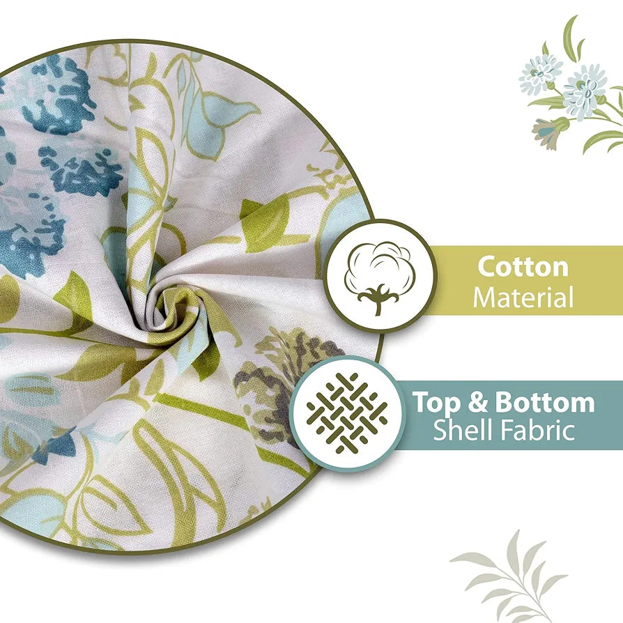 Divine Casa Floret 100% Cotton Single Dohar | 120 GSM | Soft & Lightweight Throw Blanket | Cozy & Breathable Bedding | All-Season Comfort | 210 x 140 CM, Floral Breeze