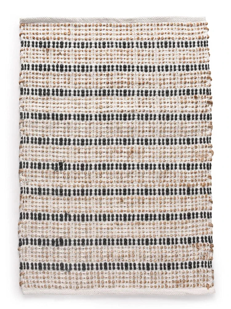 SASHAA WORLD Jute and Cotton Braided Natural Rug | Handwoven Rectangular Rug for Living Room, Kitchen, Entryway & Bedroom | Organic & Natural Feeling | Weave Irregularities Make Each Rug Unique 