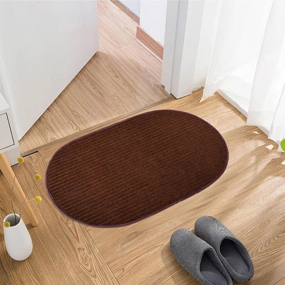 Kuber Industries Door Mat | Oval Shape Door Mat | Door Entrance Mat | Door Mat for Kids Room | Anti-Slip Door Mat | Door Mats for Outdoor & Indoor | Lining Door Mat |Brown