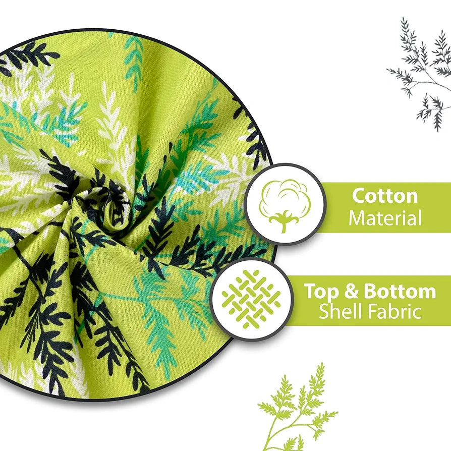 Divine Casa Floret 100% Cotton Single Dohar | 120 GSM | Soft & Lightweight Throw Blanket | Cozy & Breathable Bedding | All-Season Comfort | 210 x 140 CM, Leaf Green