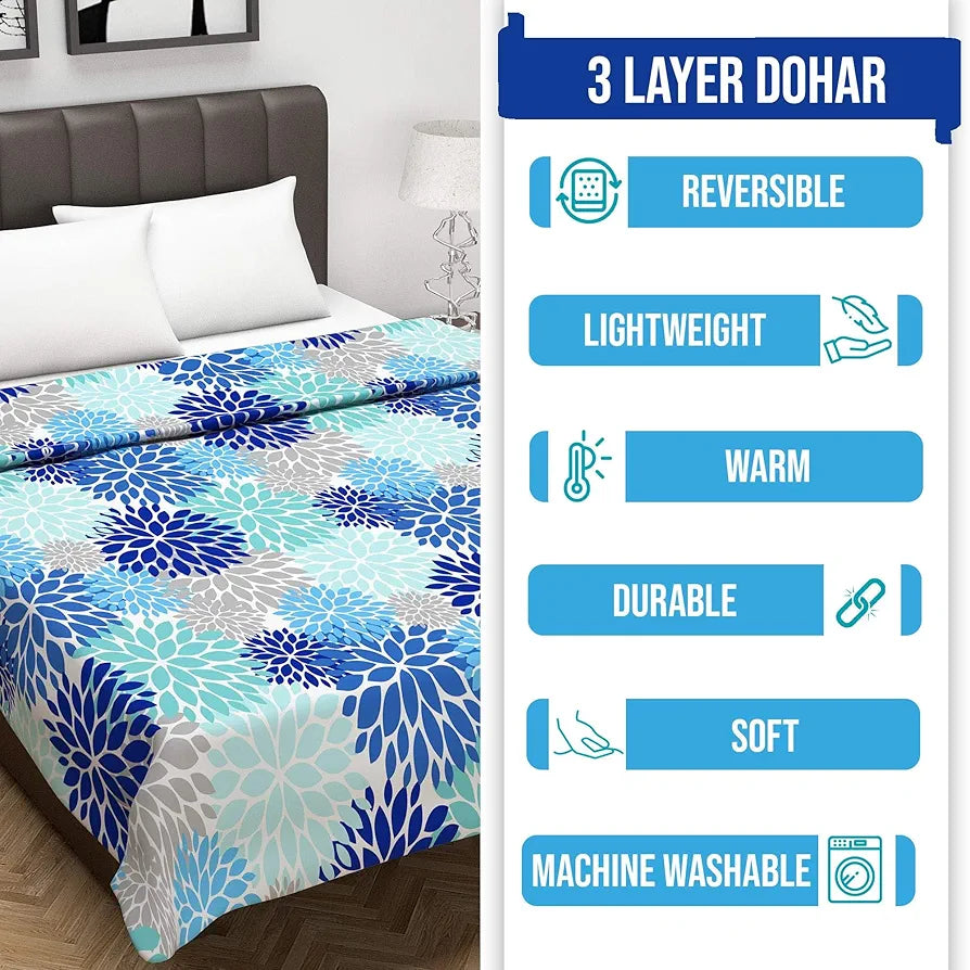 Divine Casa 120 GSM Cloudy Super Soft Brushed Cotton 2 Layer Breathable Single Dohar AC Blanket Lightweight Warm Rajai Throws for Bed | TC - 120