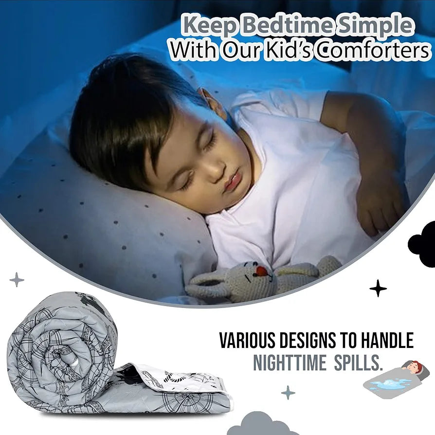 Divine Casa 120 GSM Microfiber Reversible Kids Single Bed Comforter | Ultra-Soft Toddler Blanket | Lightweight & Cozy | All-Season Bedding for Babies & Kids | 135 x 100 cm, Stonewash Grey